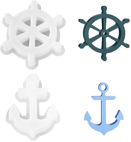RELKLYU Stampo di Ancoraggio da 1 Pezzo E Muffa di Timone 1 Pezzo, Stampo in Silicone, Strumento Ornamento Fai -da -Te, Stampo di Gesso, Stampo Creativo.