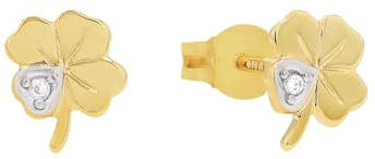 Amor Ohrstecker Damen Ohrschmuck, mit Zirkonia synth., 0,7 cm, Weiß, Kleeblatt, Kommt in Schmuck Geschenk Box, 2013369