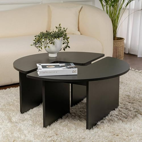 Dmora Couchtisch Codroipo 90x90x41cm Schwarz Rundform