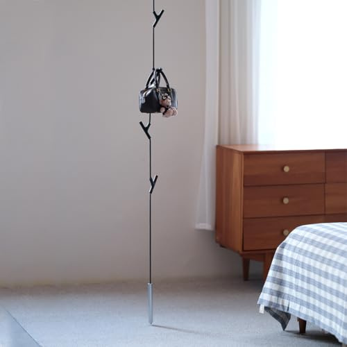 Minimalistischer Kleiderständer zum Aufhängen, Designer-Stil, Kleiderständer mit 5 Haken, 248 cm, Garderobenbaum für Kleidung, Hüte, Handtaschen, einfache Montage für Eingangsbereich, Schlafzimmer