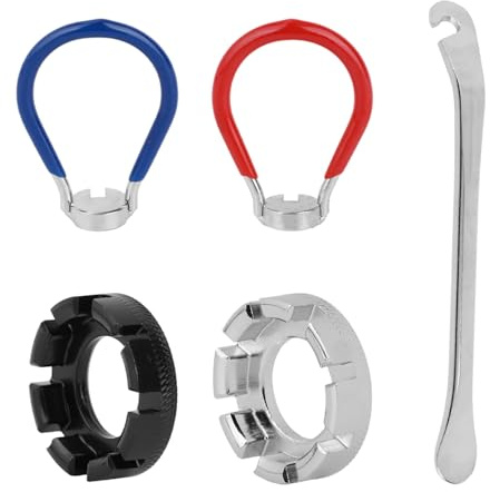 BOXOB 6pcs Universal Bicycle Spoke Wrench Set, Portable Spoke Tool with 2 Tire Levers Bike Rim Correct Kit Bike Wheel Wrench 10-15 Gauge for Cycling Wheel Tension Adjust Repair Tools