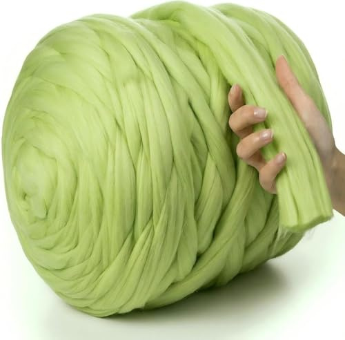 Armstricken Wolle 500g/25m Dicke Wolle zum Häkeln Grün Chunky Yarn Bulky Dicke Schlauchgarn Handstrickwolle DIY Sperrige Handstrickgarn Wollkranz Baumwolle Chunky Wolle zum Handstricken für Anfänger