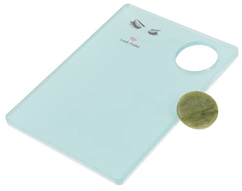 FIXOSHEE Eyelash Extension Pallet Green Jade Stone Blue Lash Extension Holder for Home and Salon Lash Glue Adhesive Holder