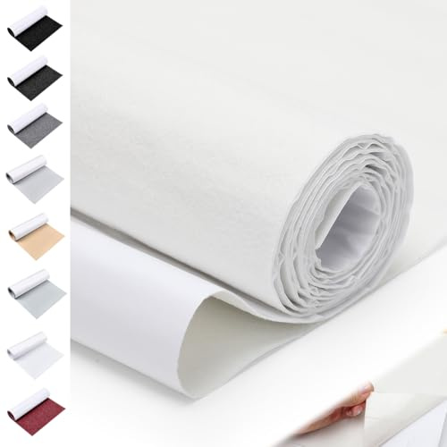LOMUG Selbstklebend Filzstoff, Filz Selbstklebend Meterware 40x220cmx1mm Klebefilz selbstklebend, Selbstklebender Filz zum Kleben, Bastefilz für DIY Box Liner Wohnmobil Stühle Möbel Bodenschutz, Weiß