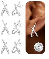 YADOCA 3Paar Ohrstecker Silber 925 Gold Silber Ohrringe Damen CZ Kleine Ohrstecker X form Hypoallergen Minimalistisch Ohrringe Schmuck Geschenke