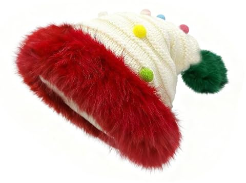 TAGVO Weihnachtsmütze Nikolausmütze Damen Herren Plüsch Stricken Weihnachtsmann Mütze Perfekt für Weihnachtsfeiern Und Heiligabend
