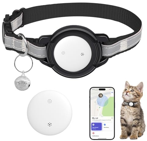 JIARUI Katze Tracker Halsband - Mini SmartTag Tracker Ohne ABO für Katze - (nur IOS) Kompatibel mit App Find My - Reflektierendes SmartTag Katzenhalsband - Tracking Standort von Haustieren (1 Pack)