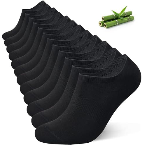 Niorasen Confezione da 6 Paia Fantasmini Uomo e Donna in Bambù, Calzini Invisibili Unisex Traspiranti con Silicone Antiscivolo, Salvapiedi Morbidi per Mocassini e Sneaker, Taglia 35-50