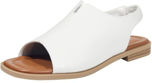 zpllsbratos Sandales Plate Bout Ouvert Femmes Sandals Slingback | Sandales Nu-pied Chaussure Eté Elégante Conforte Noire Blanche 36-41