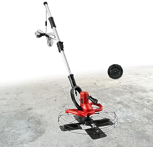 HCAUYNN Lisseuse mécanique pour béton sans Fil, lisseuse électrique avec Perche télescopique, éclairage LED, spatule 15 Pouces pour Construction de chaussées et de sols