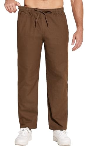 COOFANDY Jeans pour Hommes Jeans Droits Pantalons Pantalons à Enfiler Extensibles Jeans à Enfiler Pantalons en Denim pour Hommes Pantalons de Loisirs Ceinture élastique avec Poches Cargo à Cordon