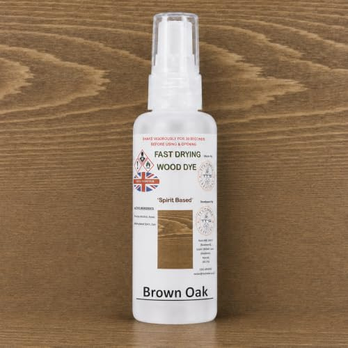 Brown Oak Spirit Based Wood Dye (65ml) – Quick Drying Professional Grade Wood Stain for Interior Furniture & DIY
