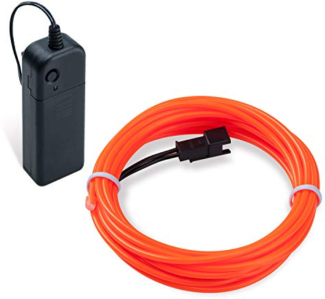COVVY Wasserdicht Flexibel 3M 9 FT Neon Beleuchtung Lichtschlauch Leuchtschnur EL Kabel Wire mit 3 Modis für Disco Party Kinder Halloween Kostüm Kleidung Weihnachtsfeiern (Orange, 5M)