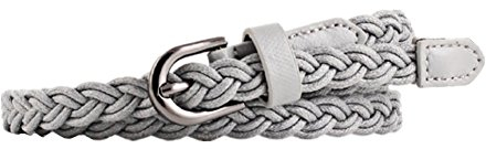 Beiersi Damen Gürtel Mode Retro Leder Geflochten Belt Gürtel Für Mädchen Farbe Wählbar (Grau)