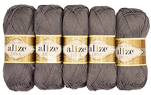 Alize 5 x 100g Diva Batik Wolle, 500 Gramm merzerisierte Strickwolle Acrylwolle