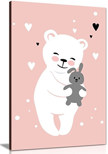 Panther Print, Canvas Wall Art for Baby Room, Framed Pictures for Kids Bedroom, Ready to Hang Nursery Decor, Cute Teddy, Art Prints for Special Occasions (24x16 Inch)