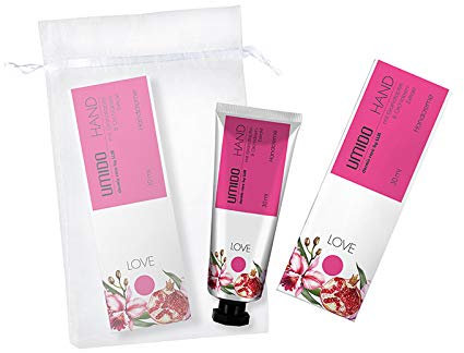 UMIDO Beautyset | 1x Handcreme 30 ml Granatapfel- & Orchideen-Extrakt |OHNE Silikone, Parabene, Paraffine, Mineralöle | 1x Organza-Säckchen | Handlotion | Pflegecreme | Lotion | Hautpflege (6-BYS)