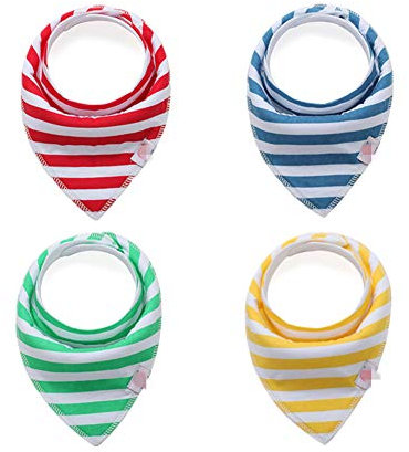 Baby Dreieckstuch Lätzchen, Fansu 4er Set Halstücher Multifunctional Saugfähig Weich Spucktuch Baumwolle Druckknopf Kleinkinder Unisex Designs (Lätzchen A)