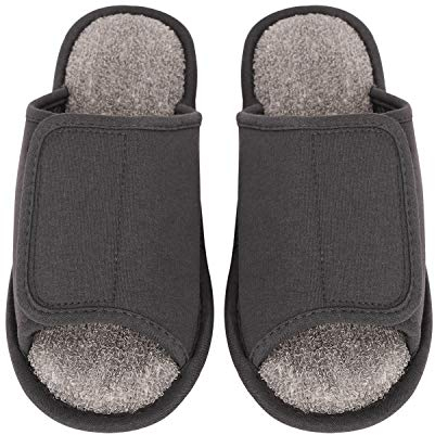 YJZQ Diabetiker Orthopädische Hausschuhe Herren Damen - Sehr Weite Passform für Diabetiker Sanitätshaus Pantoffeln mit Klettverschluss - Innen Fell