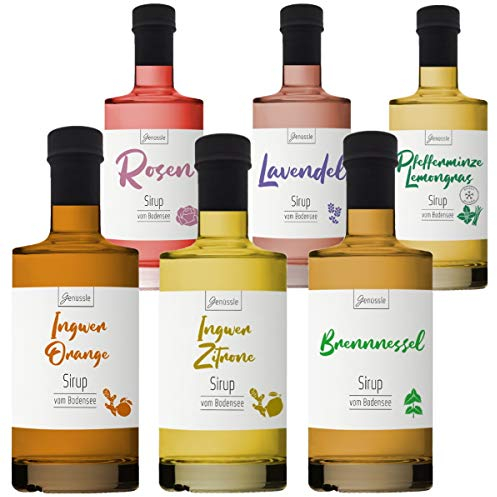 Genüssle Sirup Probierset 6x 350ml - Premium Sirup vom Bodensee - Sirup für heiße Tage zum eiskalt genießen - Ideal als Geschenk