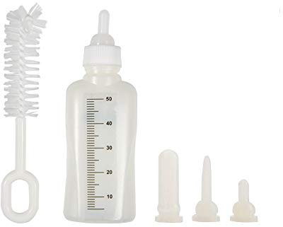 Pssopp 50ml Haustier Aufzucht Set Aufzuchtflasche Pet Nurser Flasche mit 3 Saugern und 1 Reinigungsbürste für Hund Katze