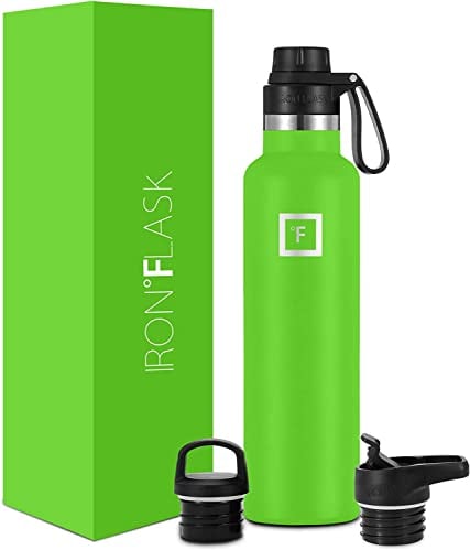 Insulated Water Bottle with Spout Lid Narrow - 710ml (3 Lids) - Cold 24hrs & Hot 12hrs Drinks - Double-Walled Stainless Steel Metal Leakproof Travel Sports Gym Camping & Hiking Hydration Flask