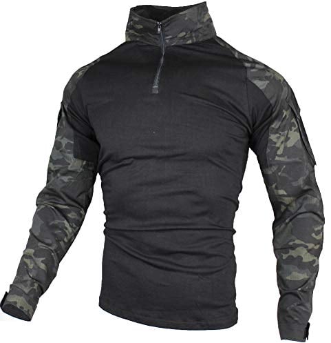 zuoxiangru Herren Taktisch Kampf T-Shirt, Ripstop Atmungsaktiv Multicam Hemd für die Jagd Militär Airsoft (Aymc, EU S=Tag L)