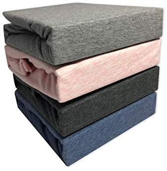 Kinder Baby Jersey Melange Spannbettlaken Spannbetttuch 60x120-70x140 cm hochwertige 160 g/m² Arle-Living (dunkel grau Melange)