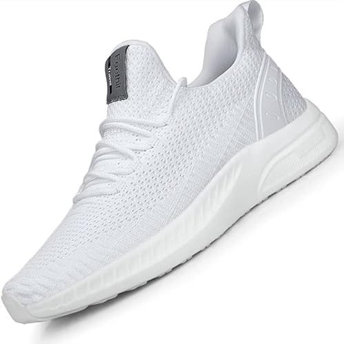 Feethit Homme Chaussures de Sport Respirant Légère de la Mode de Marche Fitness Tennis Outdoor Gym Sneakers Blanche 42