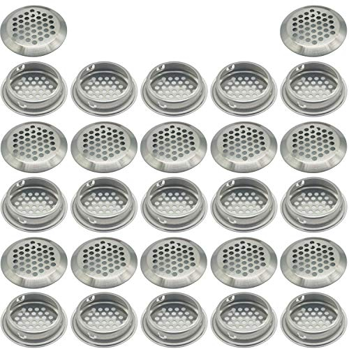 CTRICALVER 35MM Acciaio Inox Rotondo Griglia Di Ventilazione | Griglia di ventilazione Foro per Sfiato | Aria Griglie Di Ventilazione, per Cucina, Armadi, Guardaroba, Scarpe Armadietto,27PCS