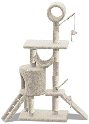 VOUNOT® Árbol Rascadores para Gatos Grande con Plataformas y Refugios, XXL 154cm, Beige