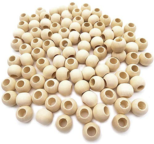 KtbeYTi 100 Stück 20 mm Natürliche Runde Holzperlen Unlackiert zum Bemalen Handgefertigte Holzkugeln mit 10 mm Loch für DIY Schmuck Herstellung (Natur Holzfarbe)