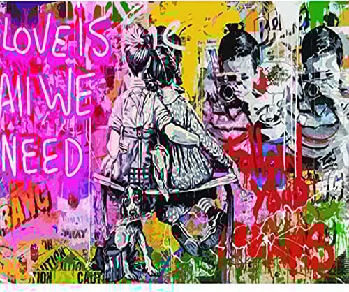 Tucocoo Banksy Kit de peinture à l'huile par numéro 40,6 x 50,8 cm Banksy Follow Your Dreams pour adultes avec pinceaux et pigment acrylique (sans cadre)