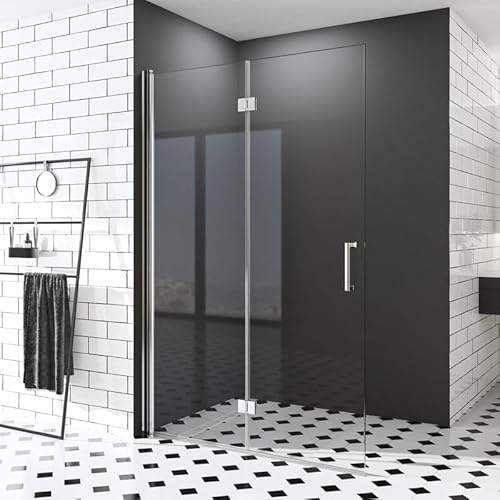 Walk in Duschwand, 75x195 cm Falttür Begehbare Dusche Duschkabine Duschtrennwand 6mm ESG-Sicherheitsglas Nano Beschichtung