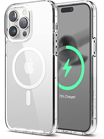 elago Magnetic Hybrid Clear Case Compatible with iPhone 14 Pro Max Case (6.7), Compatible with MagSafe, PC + TPU Hybrid Technology, US Military Grade Drop Protection, Reduced Yellowing (White)