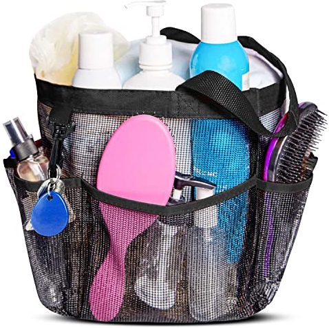 Bamodi Mesh Shower Caddy Basket/Hanging Portable Shower Tote Bag Netz-Duschkorb - Kulturbeutel Transparent Tote Bag Organizer- Kulturtasche Zum Aufhängen - Für Damen, Frauen