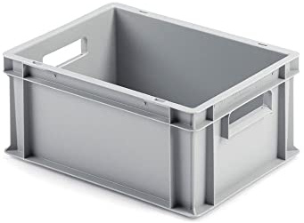 PROREGAL Eurobehälter mit offenem Griff | HxBxT 17,5x30x40cm | 16 Liter | Grau | Eurobox, Transportbox, Transportbehälter, Stapelbehälter