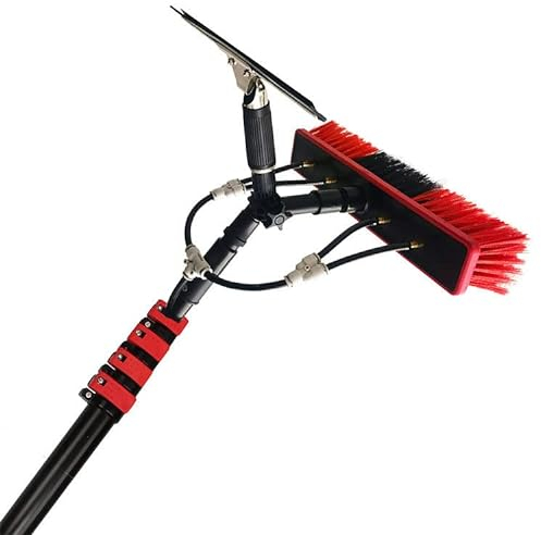 GIZMIT Extendable Water Fed Pole Kit, Window Fed Cleaning Brush w/Squeegee, Water Fed Cleaning System, Outdoor Window Cleaner with Hose, Cleaning Tool for Solar Panel,24FT/7.2M
