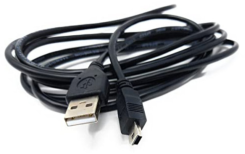 2m Mini USB to USB 24AWG 2.0 Hi-Speed 2.0 A-Male to Mini-B 5pin Cable Power & Data Lead 6.5ft, Black Nickel Connectors