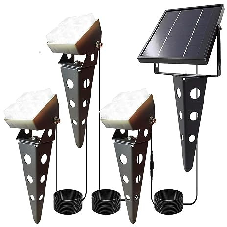 Mii-PWR Solar Spot Lights Outdoor Waterproof IP65 Landscape Spotlights with Metal Stake 13ft Cable 3-in-1 Cool White Auto On/Off Dusk to Dawn Uplights for Trees Garden Yard Landscape Downlight