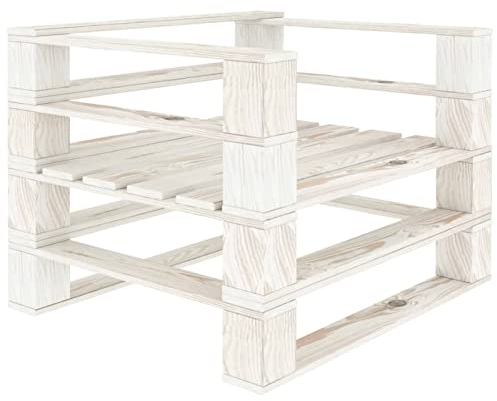 SHUJING Garten-Palettensessel, Hochlehner Gartenstühle, Terrassenstühle, Balkonstuhl, Balkon Stuhl, Veranda Stuhl, Garten Sessel, Holz Weiß