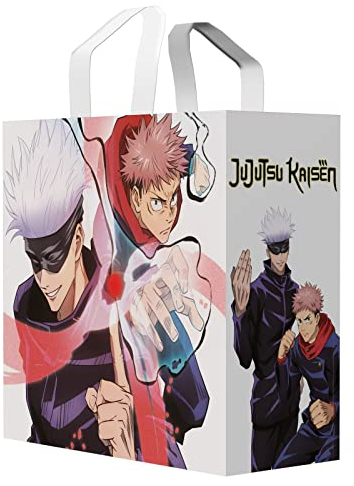 Konix Jujutsu Kaisen Einkaufstasche 40 x 45 x 20 cm - Recyceltes Material - Motiv Gojo und Yuji - Weiß