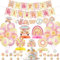 Hippie Party Dekorationen - Groovy Party Dekorationen inklusive Transparent, Hippie Girlande, Gänseblümchen Ballons, Regenbogen Ballon, Kuchen Cupcake Toppers Boho Dekoration für Party Dekorationen