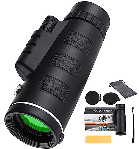 Lizbin 40x60 Monokularteleskop, Kleine Monokulare für Erwachsene mit hoher Leistung, Nachtsichtmonokularteleskop für Smartphones, hochauflösendes Handteleskop für die Vogelbeobachtung von Wildtieren