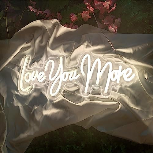 INGKE Love You More Neon Sign Wedding Party LED Neon Light Sign Wall Decor Light Up Signs for Family Bar Wedding Party Neon Light Birthday Gift Neon Light with Dimmable Switch,A