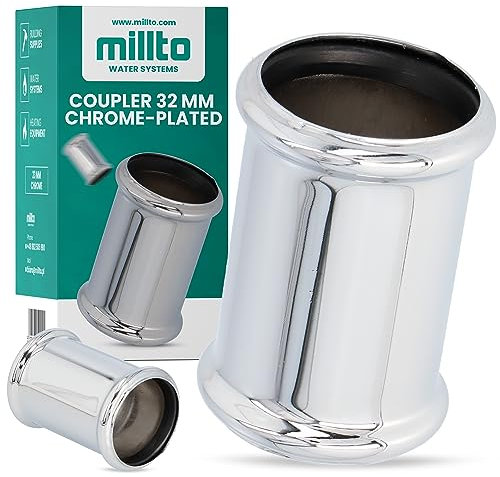 Millto™ Manguito de desagüe para lavabo, 32 mm, conexión cromada, manguito deslizante, sistema de tuberías de alcantarillado, resistencia química