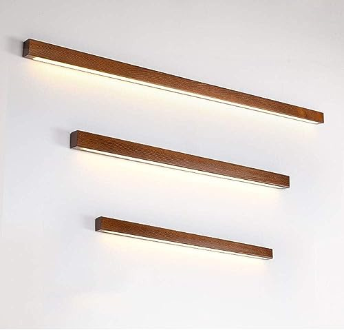 LED Wandleuchte Innen Moderne Hölzern Wandlampe Dimmbar Acryl Down Spiegelleuchte Eck Lange Lichtleiste Wandbeleuchtung Badlampe für Badzimmer Schlafzimmer Wohnzimmer Treppen (B,80CM)
