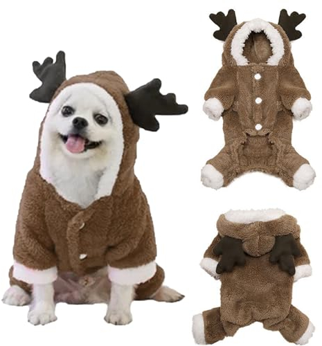 Haustier-Elch-Weihnachtskostüm, Elchkostüm für Hunde, Hund Hoodie Weihnachts, Weihnachten Hundekleidung, Niedlicher Hund Weihnachtskleidung, für Weihnachtsfeier Anzieh Kleidung(M)