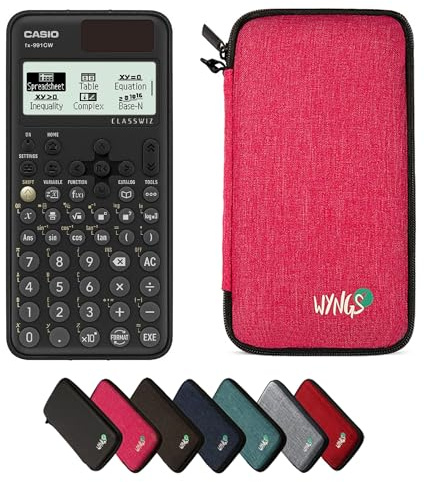 Casio fx-991CW ClassWiz inkl. WYNGS Schutztasche Pink - Wissenschaftlicher Taschenrechner - Basic Set