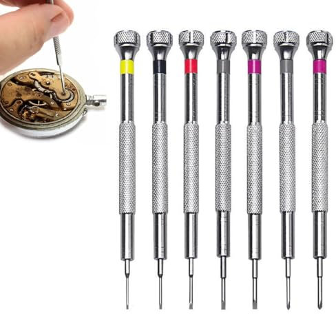 EODKSE Tournevis à Lunettes, Lot de 7 Tournevis de Précision pour Horloger, Kit Petit Tournevis Precision 0,8–1,6mm, pour Lunettes de Soleil, Montres, bijoux, Produit Electronique